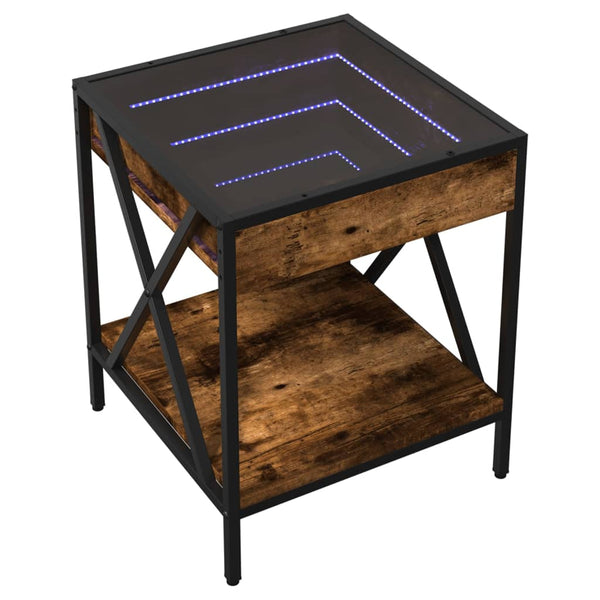 vidaXL Table de chevet avec LED Infinity chêne fumé 40x40x49 cm