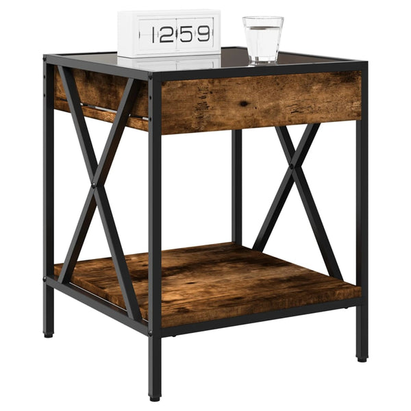 vidaXL Table de chevet avec LED Infinity chêne fumé 40x40x49 cm