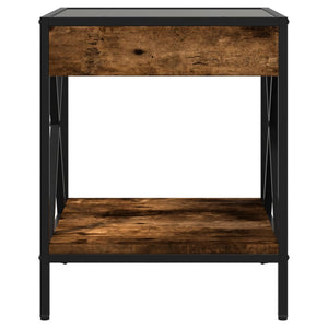 vidaXL Table de chevet avec LED Infinity chêne fumé 40x40x49 cm