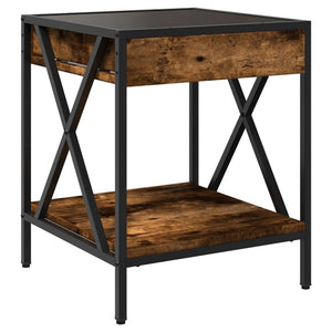 vidaXL Table de chevet avec LED Infinity chêne fumé 40x40x49 cm