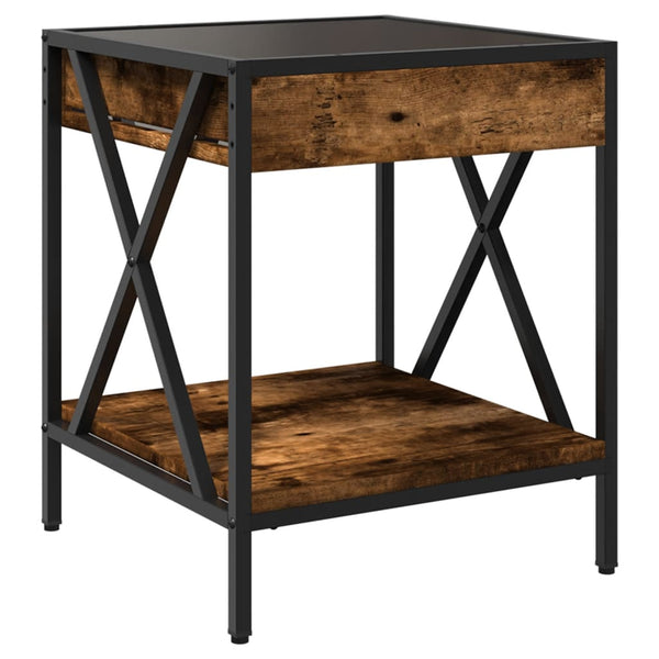 vidaXL Table de chevet avec LED Infinity chêne fumé 40x40x49 cm