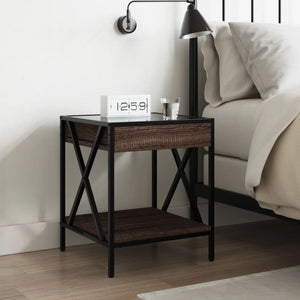 vidaXL Nightstand with Infinity LED Brown Oak Look 40x40x49 cm