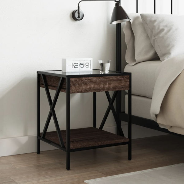 vidaXL Nightstand with Infinity LED Brown Oak Look 40x40x49 cm
