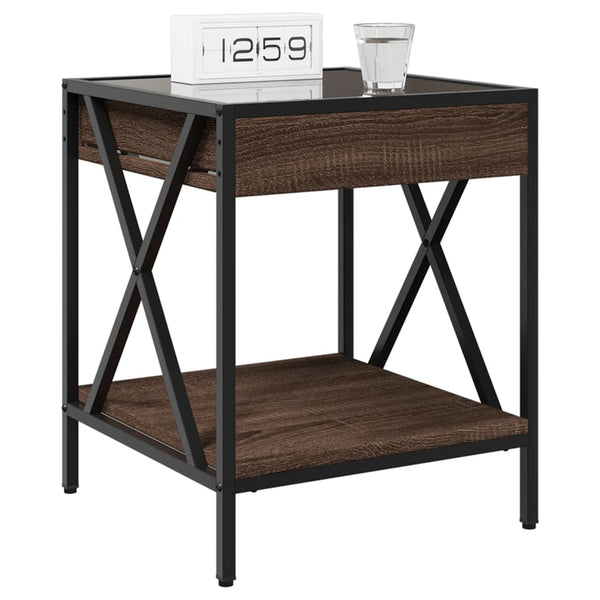vidaXL Nightstand with Infinity LED Brown Oak Look 40x40x49 cm