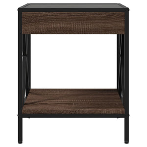 vidaXL Nightstand with Infinity LED Brown Oak Look 40x40x49 cm