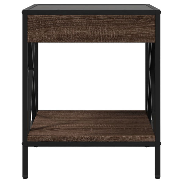 vidaXL Nightstand with Infinity LED Brown Oak Look 40x40x49 cm