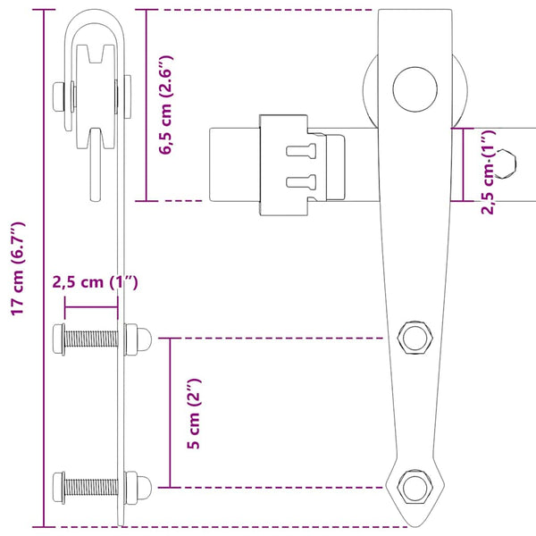 Schiebetürbeschlag Set 91cm für Schranktüren