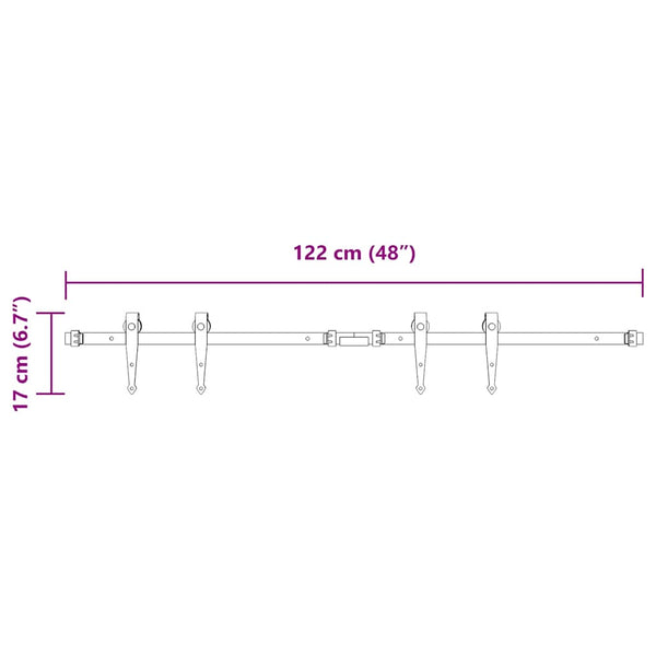 Schiebetürbeschlag Set 122cm Karbonstahl