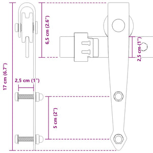 Schiebetürbeschlag Set 200cm Karbonstahl