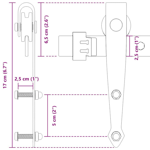Schiebetürbeschlag Set 200cm Karbonstahl