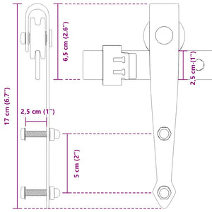 Schiebetürbeschlag Set 244cm Karbonstahl