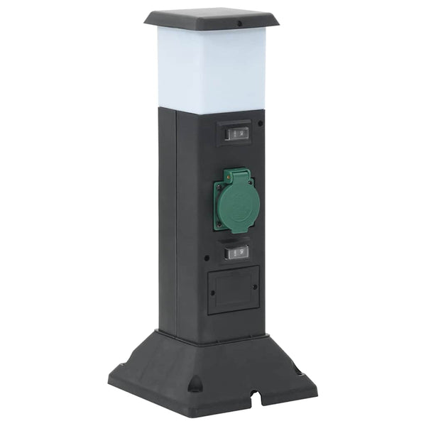 2-fach Außensteckdose mit Lampe & Erdspieß