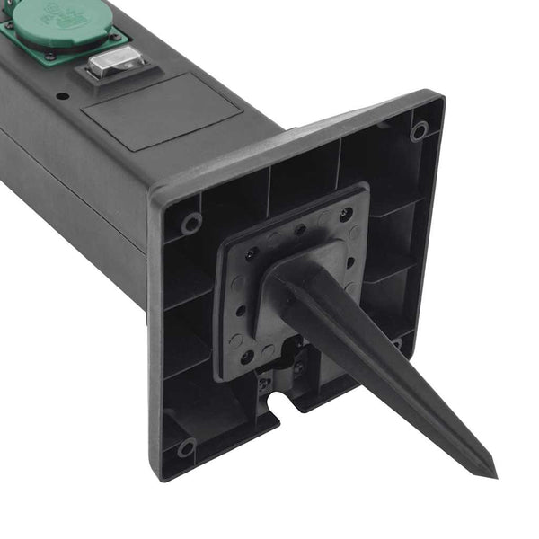 2-fach Außensteckdose mit Lampe & Erdspieß