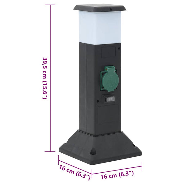 2-fach Außensteckdose mit Lampe & Erdspieß