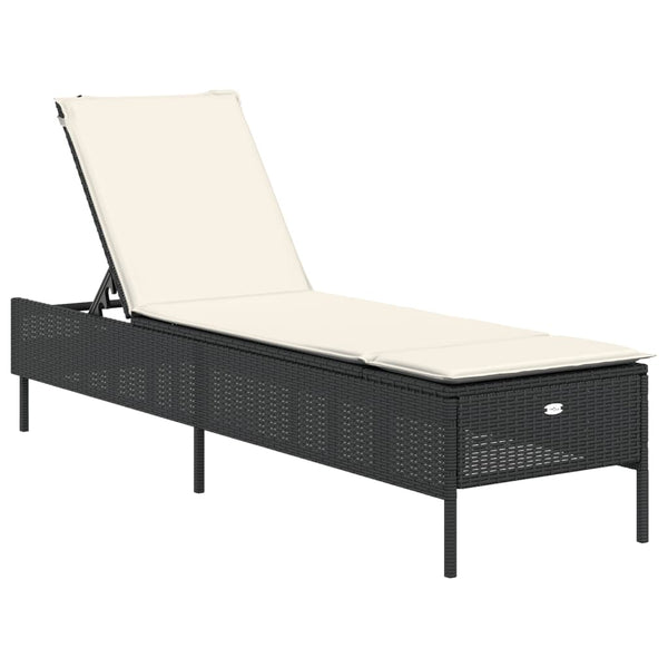 3-tlg. Sonnenliegen Set mit Auflage Schwarz