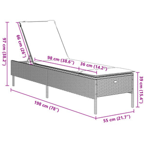 3-tlg. Sonnenliegen Set Braun Poly Rattan