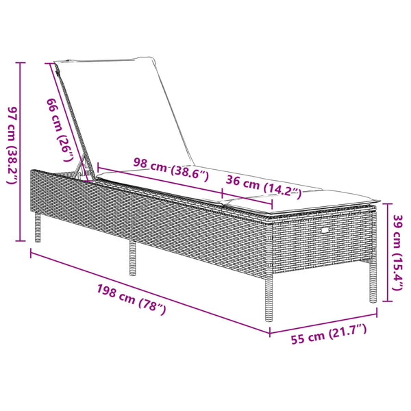 3-tlg. Sonnenliegen Set Braun Poly Rattan