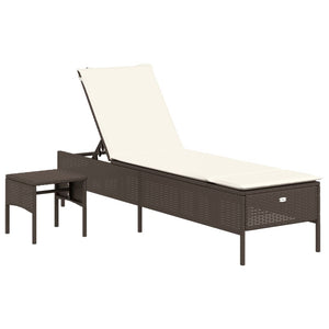3-tlg. Sonnenliegen Set Braun Poly Rattan