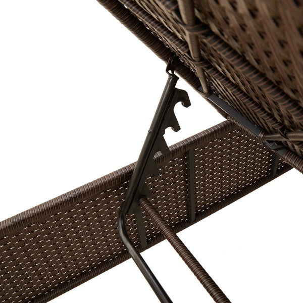 3-tlg. Sonnenliegen Set Braun Poly Rattan