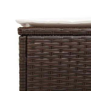 3-tlg. Sonnenliegen Set Braun Poly Rattan
