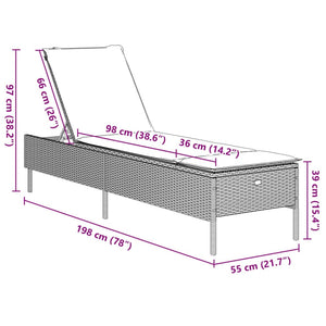 3-tlg. Sonnenliegen Set Grau Poly Rattan