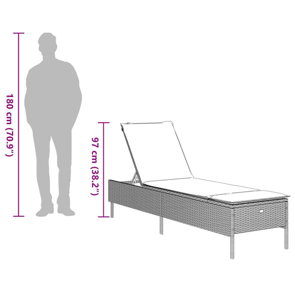 3-tlg. Sonnenliegen Set Grau Poly Rattan