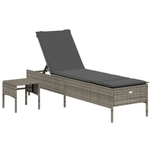3-tlg. Sonnenliegen Set Grau Poly Rattan