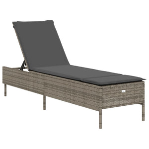 3-tlg. Sonnenliegen Set Grau Poly Rattan