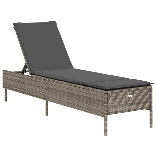 3-tlg. Sonnenliegen Set Grau Poly Rattan