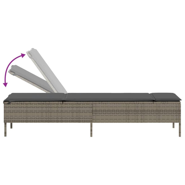 3-tlg. Sonnenliegen Set Grau Poly Rattan