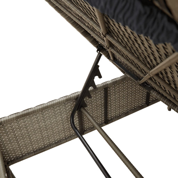 3-tlg. Sonnenliegen Set Grau Poly Rattan