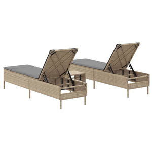 3-tlg. Sonnenliegen Set Beige Poly Rattan