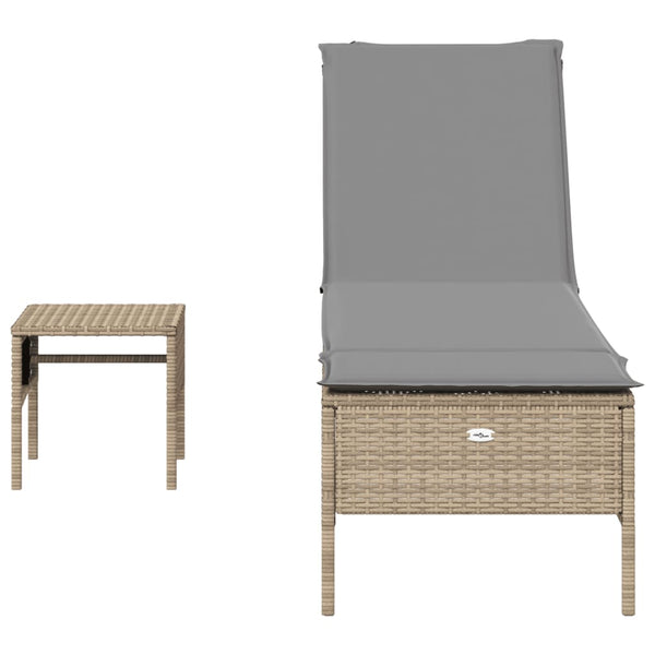 3-tlg. Sonnenliegen Set Beige Poly Rattan