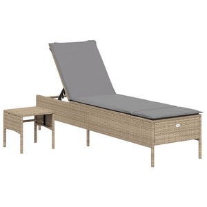 3-tlg. Sonnenliegen Set Beige Poly Rattan