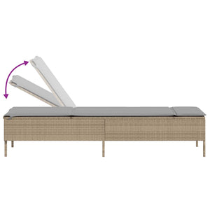 3-tlg. Sonnenliegen Set Beige Poly Rattan