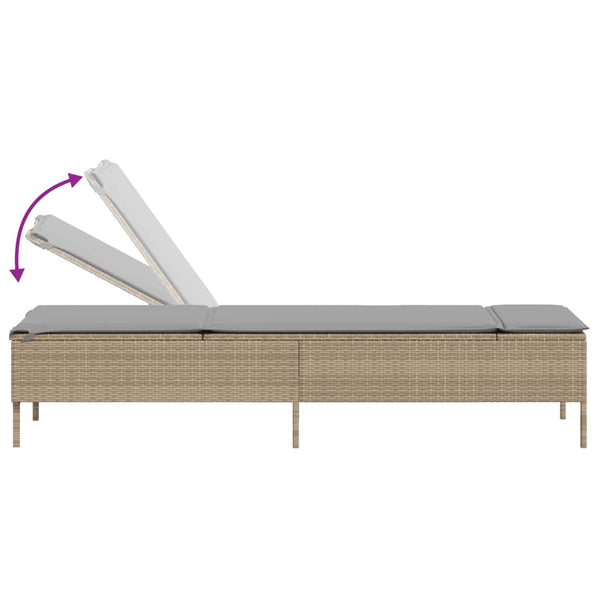 3-tlg. Sonnenliegen Set Beige Poly Rattan