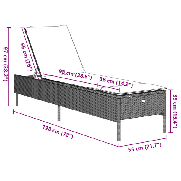 3-tlg. Sonnenliegen-Set Hellgrau Poly Rattan