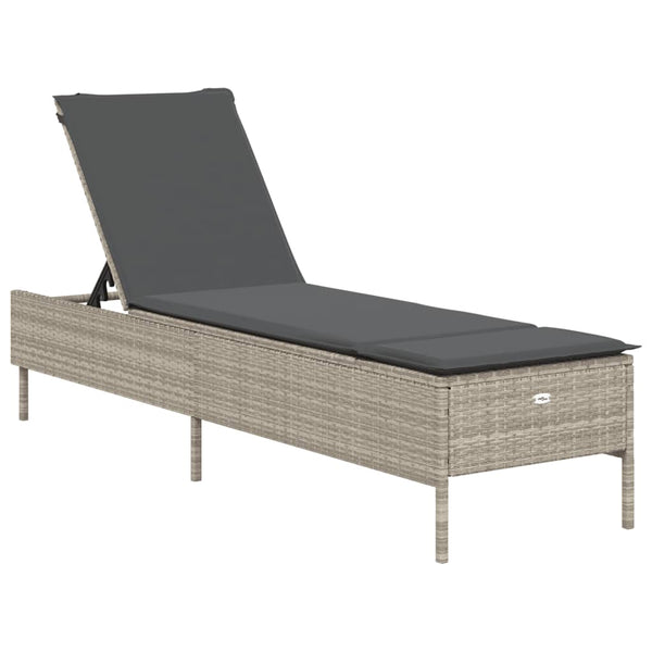 3-tlg. Sonnenliegen-Set Hellgrau Poly Rattan