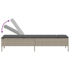 3-tlg. Sonnenliegen-Set Hellgrau Poly Rattan