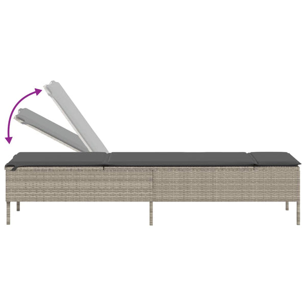 3-tlg. Sonnenliegen-Set Hellgrau Poly Rattan