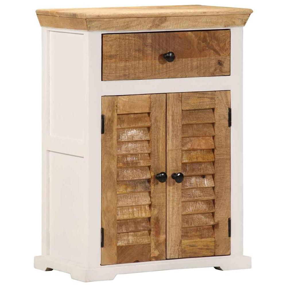 vidaXL Sideboard White and Brown 55x30x73 cm Solid Mango Wood