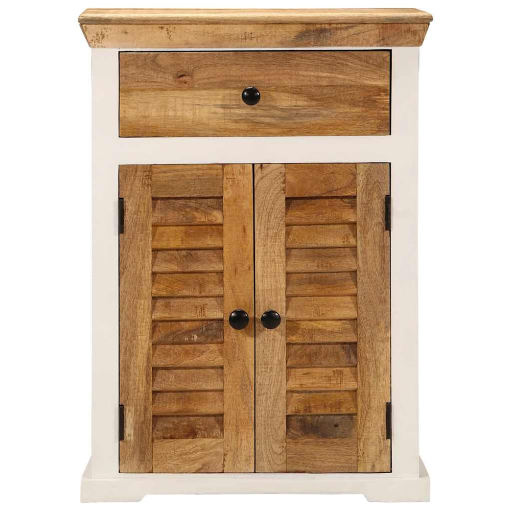 vidaXL Sideboard White and Brown 55x30x73 cm Solid Mango Wood