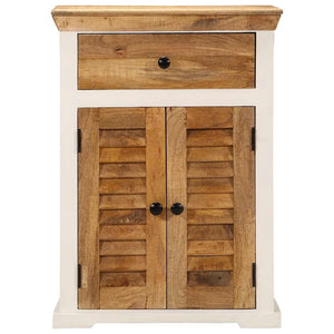 Sideboard Weiß Braun 55x30x73cm Mango Massivholz