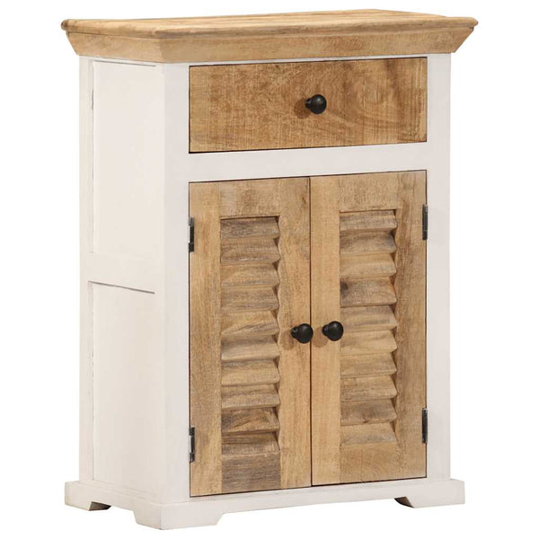 Sideboard Weiß Braun 55x30x73cm Mango Massivholz