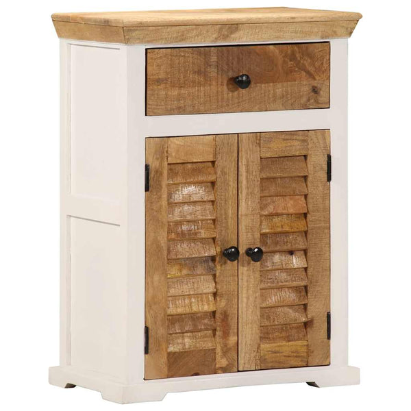 Sideboard Weiß Braun 55x30x73cm Mango Massivholz