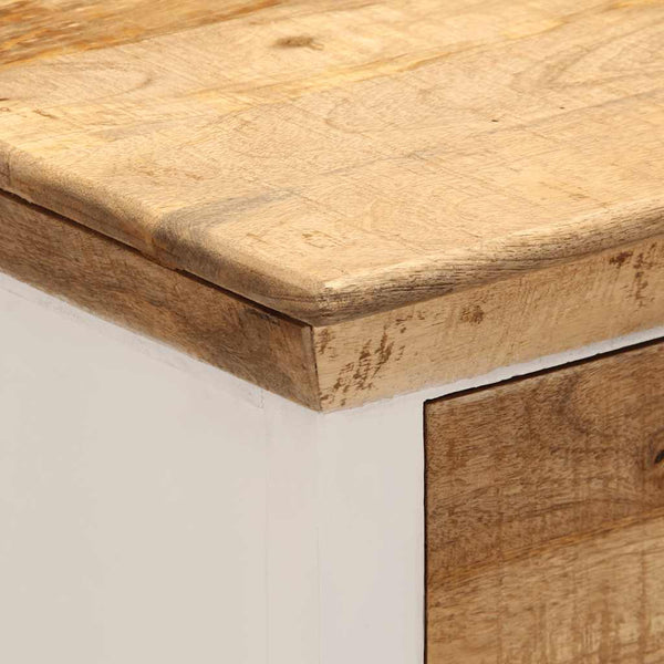 Sideboard Weiß Braun 55x30x73cm Mango Massivholz