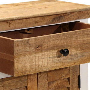 Sideboard Weiß Braun 55x30x73cm Mango Massivholz
