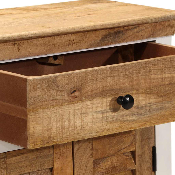 Sideboard Weiß Braun 55x30x73cm Mango Massivholz