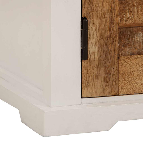 Sideboard Weiß Braun 55x30x73cm Mango Massivholz