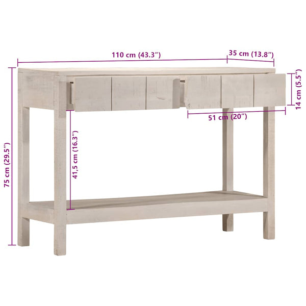 Weißer Konsolentisch aus Mango Massivholz 110 cm